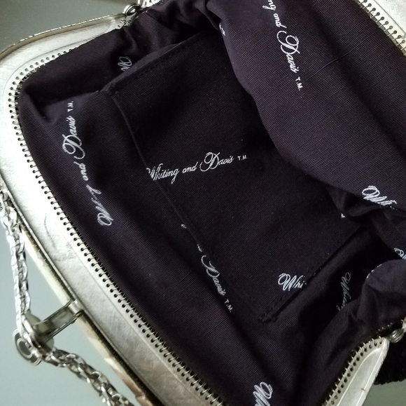 ❗Vintage Whiting & Davis Black and Silver Front Clasp Mesh Evening Bag w/ Chain❗ - Picture 12 of 13